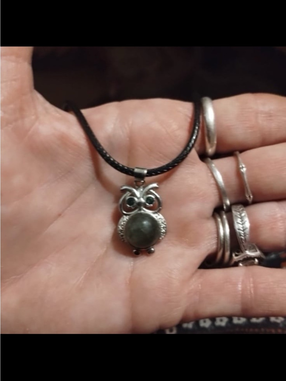Silver labdorite Owl Pendant Necklace